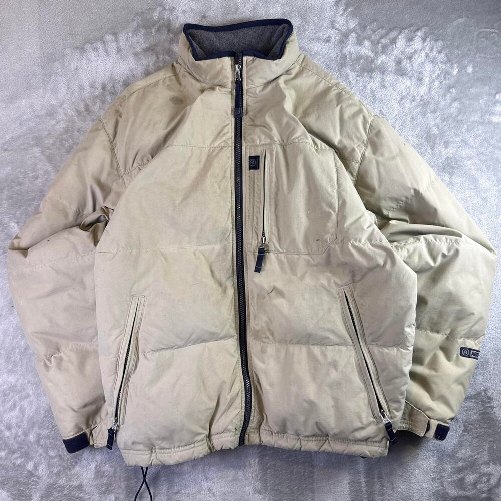 VTG Abercrombie & Fitch WeatherProof Outdoor Beige Full-Zip Down Puffer Jacket S